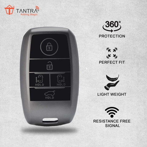 TANTRA TPU Key Cover  Compatible with KIA Carnival 5 Button Flip Key (Grey)