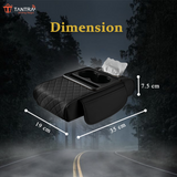 TANTRA Premium Car Armrest Cushion Organizers, 5-in-1 Center Console Cover with 2 Storage Bags Cup Holder, Tissue Box Slot, Phone Slot for Sedans, Car Accessories Interior Organizers (Black)