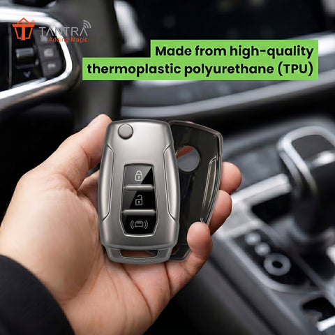 TANTRA Premium TPU Key Cover Compatible With Mahindra XUV300 & Alturas G4 3 Button Flip Key | Full Protection Soft TPU Key Case Cover | Scratch Resistant Premium Finish