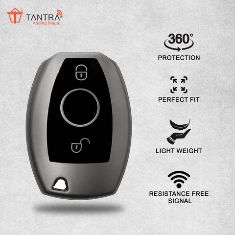 TANTRA TPU Key Cover  Compatible with Mercedes Benz A B C E G K R S Class AMG with 2 Button Flip Key (Grey)