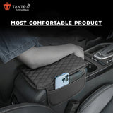 TANTRA  Car Armrest Cover Cushion with 2 Storage Bags - Soft, Comfortable, Non-Slip Protector for Vehicle Center Console - Waterproof, Durable, and Stylish (Black)