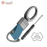 TANTRA Premium Leather Keychain - Stylish Genuine Leather Key Ring for All Car Key Durable & Elegant Key Holder Black