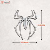 TANTRA  Premium Spider Metal Car Sticker - Durable & Stylish Auto Emblem for Vehicles - Customizable Designs - Easy Installation - Weather-Resistant & Long-Lasting Silver SIA425