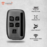 TANTRA TPU Key Cover  Compatible With Jaguar XF XJ XE F-PACE F-Type Range Rover Evoque Velar Discovery LR4 Land Rover Sport 5 Button Flip Key (Grey)