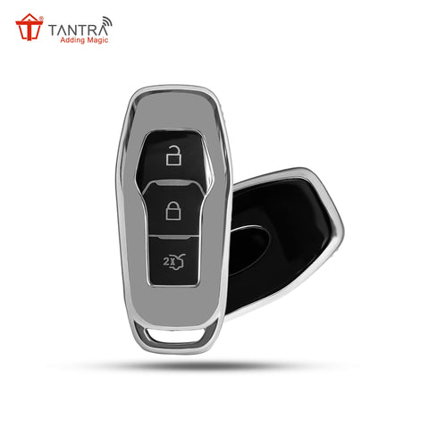 TANTRA TPU Key Cover  Compatible with Endeavour Figo Aspire Freestyle 3 Button Flip Key (Grey)