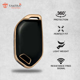 TANTRA TPU Key Cover and Round Key Chain Compatible With Kia Carnival 7 Button Flip Key (Black)