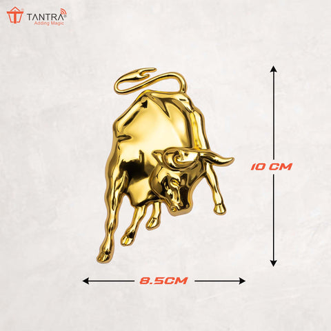 TANTRA Premium Ox Bull Metal Car Sticker - Durable & Stylish Auto Emblem for Vehicles - Customizable Designs - Easy Installation - Weather-Resistant & Long-Lasting Golden SIA421