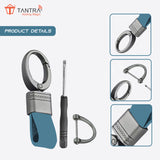 TANTRA Premium Leather Keychain - Stylish Genuine Leather Key Ring for All Car Key Durable & Elegant Key Holder Black