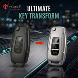 TANTRA Premium TPU Key Cover and Metal Key Chain Compatible With Mahindra XUV300 & Alturas G4 3 Button Flip Key | Full Protection Soft TPU Key Case Cover | Scratch Resistant Premium Finish