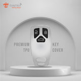 TANTRA TPU Key Cover and Round Key Chain Compatible with Audi Q5, A5, A8, Q7, A4, A6 3 Button Flip Key (Grey)