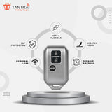 TANTRA TPU Key Cover and Round Keychain Compatible for  Suzuki, Baleno, XL6, Swift, Ertiga, 3 Button Smart Key Cover (Grey)