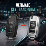 TANTRA Premium TPU Key Cover and Metal Key Chain Compatible With Skoda & Volkswagen 3 Button Flip Key | Compatible with Polo, Vento, Jetta, Ameo, Passat, Rapid, Laura, Superb, Octavia, Fabia & Yeti