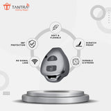 TANTRA TPU Key Cover and Round Keychain Compatible for innova, Fortuner  2 Button Smart Key (Grey)