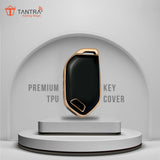 TANTRA TPU Key Cover and Metal Key Chain Compatible With Kia Carnival 7 Button Flip Key (Black)