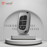 TANTRA TPU Key Cover and Metal Key Chain Compatible with Jeep Meridian, Compass, Trailhawk 3 Button Flip Key (Grey)