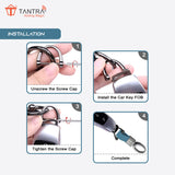 TANTRA Premium Leather Keychain - Stylish Genuine Leather Key Ring for All Car Key Durable & Elegant Key Holder Black (Gold)