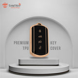 TANTRA TPU Key Cover and Metal Key Chain Compatible with Tata Curvv | Curvv EV Electric 4 Button Smart Key (Black)