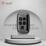 TANTRA TPU Key Cover  Compatible With Jaguar XF XJ XE F-PACE F-Type Range Rover Evoque Velar Discovery LR4 Land Rover Sport 5 Button Flip Key (Grey)