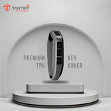 TANTRA TPU Key Cover and Metal Key Chain Compatible With Kia Carnival 7 Button Flip Key (Grey)