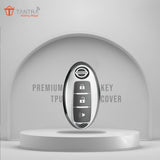 TANTRA TPU Key Cover and Round Key Chain Compatible with Micra, Sunny, Micra Active, Magnite, Teana 2 Button Flip Key (Grey)