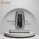 TANTRA TPU Key Cover and Metal Key Chain Compatible With Endeavour | Figo | Aspire | Freestyle Titanium 3 Button Flip Key (Grey)