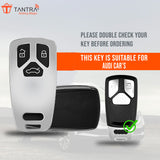 TANTRA TPU Key Cover and Round Key Chain Compatible with Audi Q5, A5, A8, Q7, A4, A6 3 Button Flip Key (Grey)