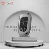 TANTRA TPU Key Cover and Round Key Chain Compatible With Jeep Meridian, Compass, Trailhawk, 2  Button Flip Key (Grey)
