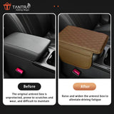 TANTRA Car Armrest Cover Cushion with 2 Storage Bags - Soft, Comfortable, Non-Slip Protector for Vehicle Center Console - Waterproof, Durable, and Stylish ( Tan )