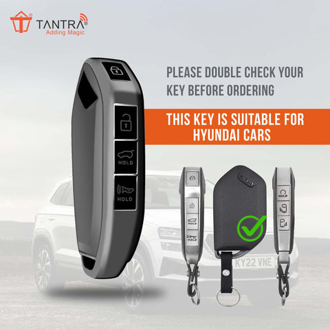 TANTRA TPU Key Cover and Round Key Chain Compatible With Kia Carnival 7 Button Flip Key (Grey)