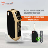 TANTRA TPU Key Cover and Metal Key Chain Compatible With Kia Seltos 2023 2024 HTE 3 Button Flip Key (Black)