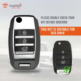 TANTRA TPU Key Cover and Metal Key Chain Compatible With Kia Carens | Sonet | Seltos 3 Button Flip Key (Grey)