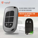 TANTRA TPU Key Cover and Metal Key Chain Compatible With Jeep Meridian, Compass, Trailhawk, 2  Button Flip Key (Grey)