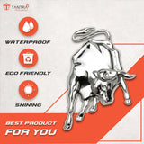 TANTRA Premium Ox Bull Metal Car Sticker - Durable & Stylish Auto Emblem for Vehicles - Customizable Designs - Easy Installation - Weather-Resistant & Long-Lasting Silver SIA422