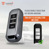 TANTRA TPU Key Cover and Round Key Chain Compatible with  Morris Garages MG Hector, 3 Button Flip Key (Grey)