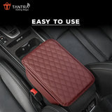 TANTRA Car Armrest Cover Cushion with 2 Storage Bags - Soft, Comfortable, Non-Slip Protector for Vehicle Center Console - Waterproof, Durable, and Stylish (Red)