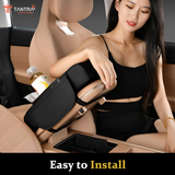 TANTRA Premium Car Armrest Cushion Organizers, 5-in-1 Center Console Cover with 2 Storage Bags Cup Holder, Tissue Box Slot, Phone Slot for Sedans, Car Accessories Interior Organizers (Black)