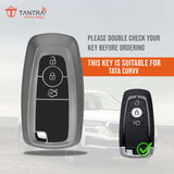 TANTRA TPU Key Cover and Round Key Chain Compatible With Endeavour | Figo | Aspire | Freestyle Titanium 3 Button Flip Key (Grey)