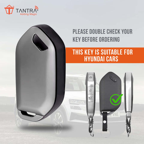 TANTRA TPU Key Cover and Metal Key Chain Compatible With Kia  3 Button Flip Key (Grey)