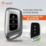 TANTRA TPU Key Cover and Round Key Chain Compatible With MG Hector | Windsor EV 3 Button Flip Key (Grey)