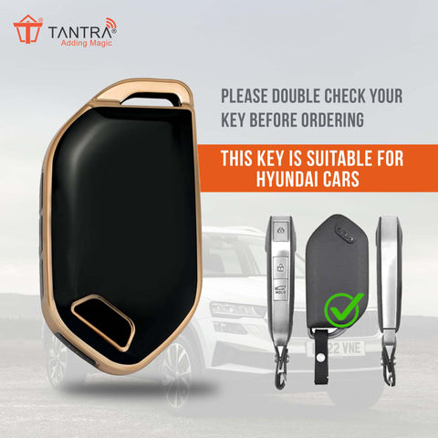 TANTRA TPU Key Cover and Round Key Chain Compatible With Kia  3 Button Flip Key (Black )