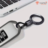 TANTRA TPU Key Cover and Round Keychain Compatible for Hyundai Verna 2023 Car 4 Button Smart Key (Grey)