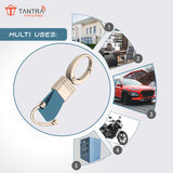 TANTRA Premium Leather Keychain - Stylish Genuine Leather Key Ring for All Car Key Durable & Elegant Key Holder Black (Gold)