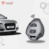 TANTRA TPU Key Cover and Metal Keychain Compatible for innova, Fortuner 2 Button Smart Key (Grey Pack of 1)