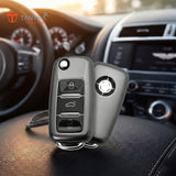TANTRA Premium TPU Key Cover and Round Key Chain Compatible With Skoda & Volkswagen 3 Button Flip Key | Compatible with Polo, Vento, Jetta, Ameo, Passat, Rapid, Laura, Superb, Octavia, Fabia & Yeti | Full Protection Soft TPU Case | Grey