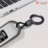 TANTRA TPU Key Cover and Round Key Chain Compatible With Jeep Meridian, Compass, Trailhawk, 2  Button Flip Key (Grey)