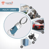 TANTRA Premium Leather Keychain - Stylish Genuine Leather Key Ring for All Car Key Durable & Elegant Key Holder Black (Silver) (Pack of 2)