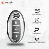 TANTRA TPU Key Cover and Round Key Chain Compatible with Micra, Sunny, Micra Active, Magnite, Teana 2 Button Flip Key (Grey)