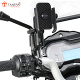 TANTRA S25A Phone Holder - 360° Rotation with U-Bolt Base - Premium Aluminum Alloy - Secure Handlebar Mount for Smartphones