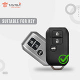 TANTRA TPU Key Cover and Round Keychain Compatible for  Suzuki, Baleno, XL6, Swift, Ertiga, 3 Button Smart Key Cover (Grey)