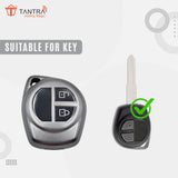 TANTRA TPU Key Cover and Round Keychain Compatible for Maruti Suzuki S-Presso,Swift,SX4,DZire,Ignis,Alto,Vitara Brezza,Celerio,Ertiga,Ciaz,SCross,Baleno,Ritz 2 Button Smart Key (Grey)